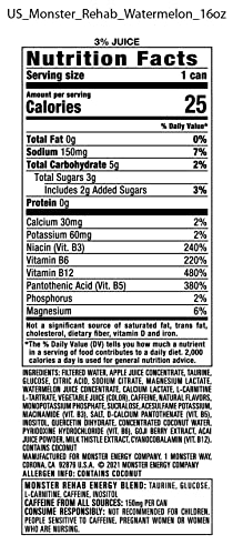 Monster Energy Monster Rehab Strawberry Lemonade + Energy, 15.5 Ounce (Pack of 24)