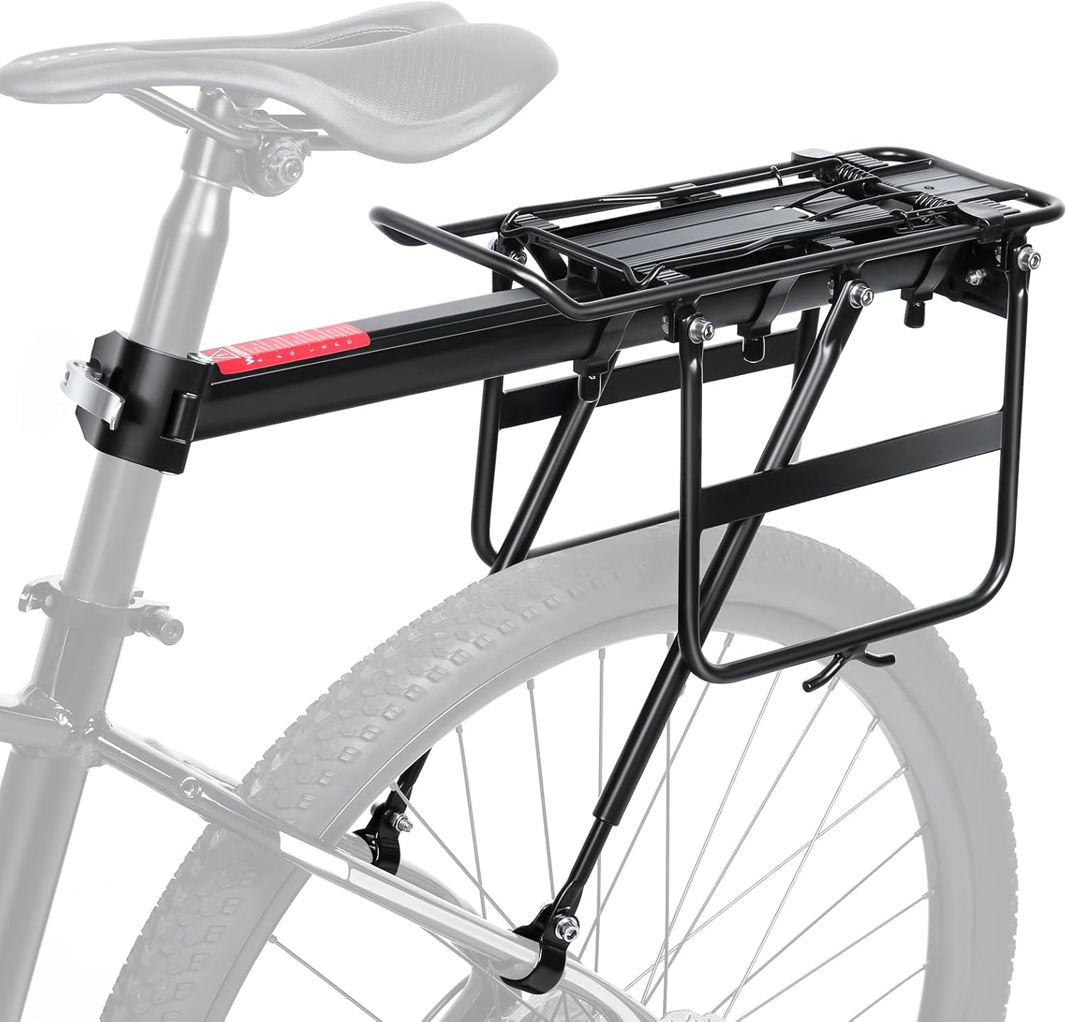 Bike Cargo Rack Rear Bike Rack, Adjustable Bike Rack for Back of Bike, Almost Universal Bike Luggage Cargo Rack Mountain Bike Rack with Reflector, Quick Release, Most 110lbs Capacity