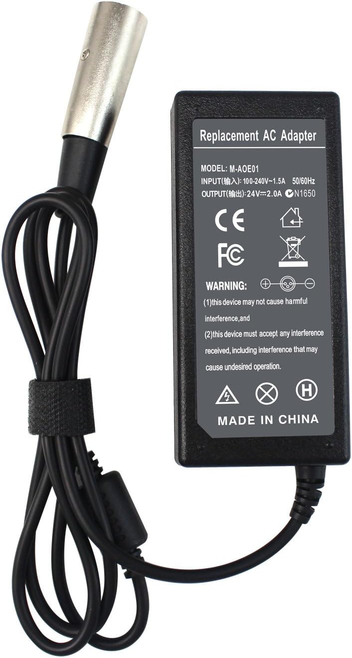 24V 2A Scooter Battery Charger for Go-Go Elite Traveller Ezip 400 500; Schwinn S300 S350 S400 S500 Jazzy Power Chair Mongoose M300 M350 Series