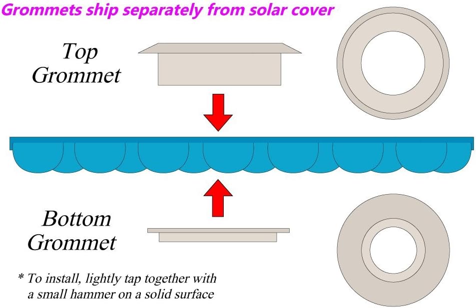 Sun2Solar Blue 18-Foot-by-40-Foot Rectangle Solar Cover Heat Retaining Blanket | 1600 Series with 6-Pack of Grommets Bundle | In-Ground and above-Ground Rectangular Swimming Pool | Bubble-Side Down
