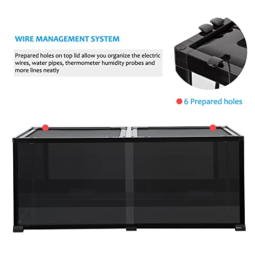 REPTI ZOO Glass Reptile Terrarium 64 Gallon Black-Tinted ECO Reptile Tank 48