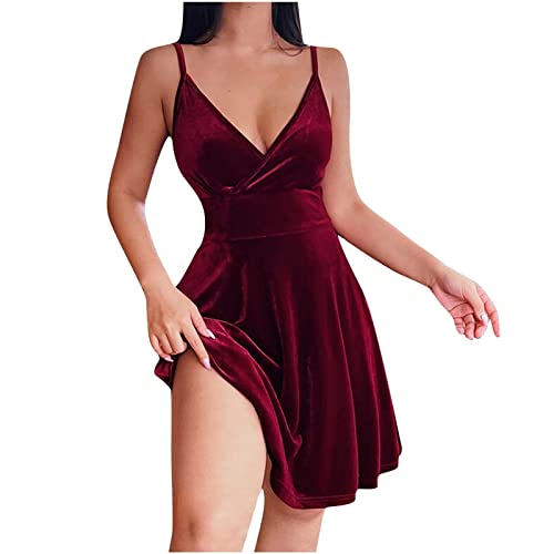 Women's Maxi Summer Dresses Cocktail Beach Evening Party Sexy Low Cut V Neck Mini Gowns Dress Cute Dresses