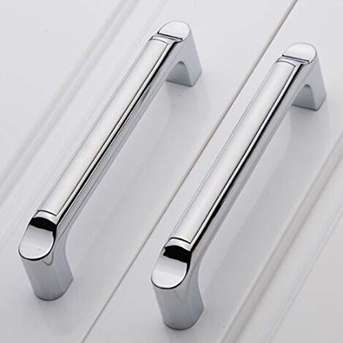 Stylish Cabinet Handle Black Cabinet Drawer Pull Knob Chrome Dresser Cupboard Handle Silver Black Modern Fashion Furniture Hardware Handle 128mm Furniture Cabinet Accessories (Color : Silver White)