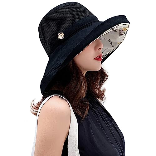 Summer-Mesh-Sun-Hats-for-Women-UV- Protection-Wide-Brim Packable-Bucket-Hats Foldable-Beach-Hat
