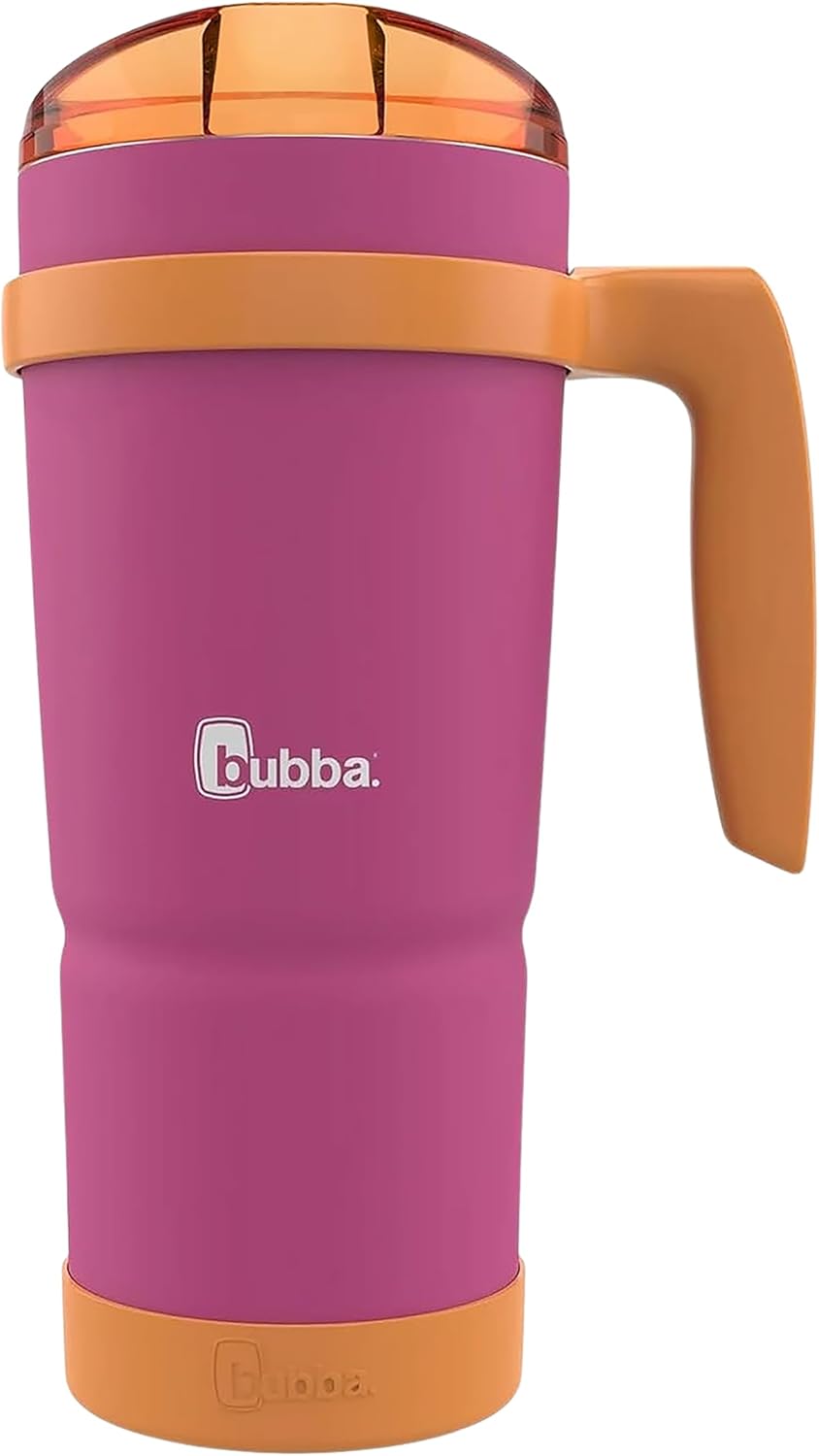 Bubba Envy S Vacuum-Insulated Stainless Steel Tumbler with Lid, 32 oz – Removable Bumper and Handle – Sweat Resistant and BPA-Free - Ideal for Work, Travel or Poolside - Dragonfruit Mango