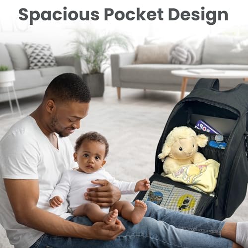 JOHAR Travel Diaper Backpack - Spacious, Waterproof with Changing Pad, Insulated Pockets, Anti-Theft Pocket - Black