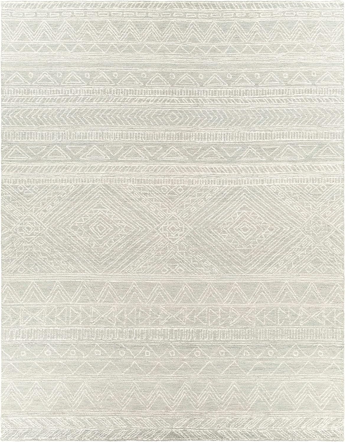 Hauteloom Grahn Wool Living Room, Bedroom Area Rug - Bohemian/Global - Green, Beige - 8' x 10'