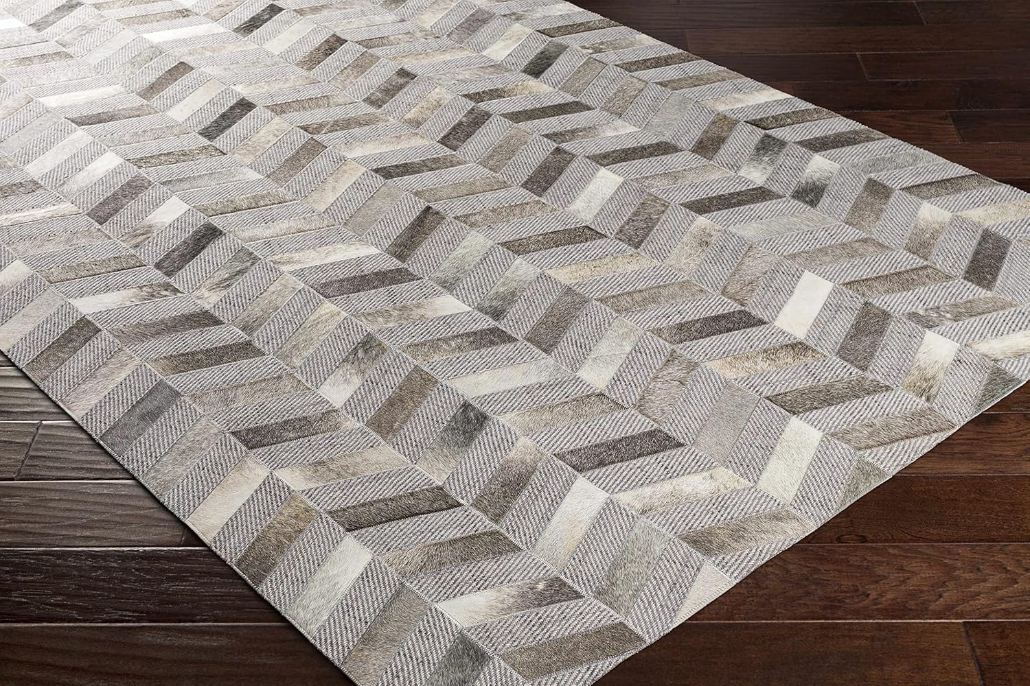 Hauteloom Anibongan Wool Living Room, Bedroom Area Rug - Modern - Gray - 5' x 7'6