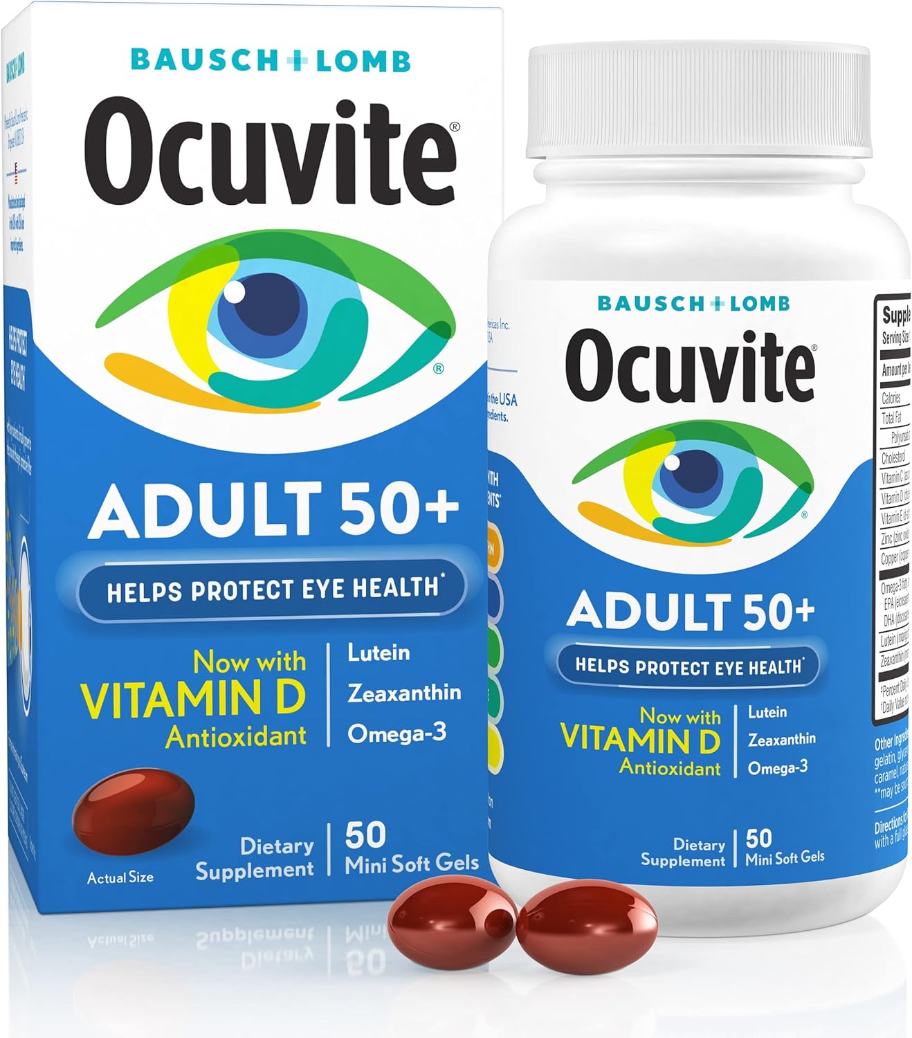 Ocuvite Adult 50+ Eye Vitamins and Mineral Supplements with Lutein, Zeaxanthin and Omega-3, 50 Count (Pack of 10)