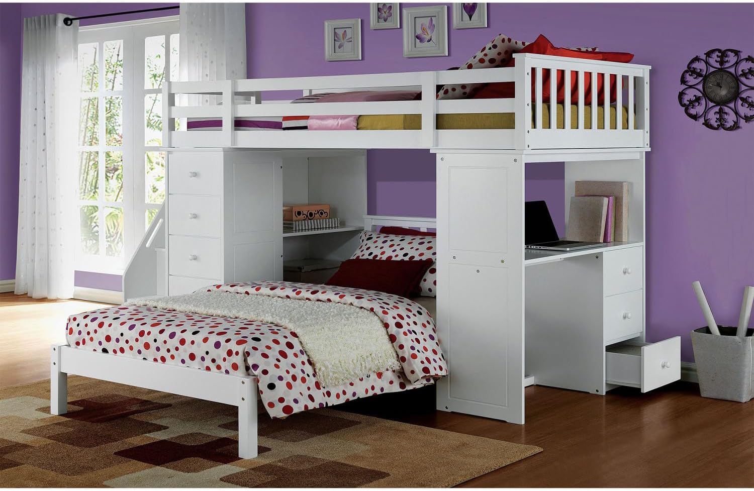 Freya Loft Bed & Ladder in White 37145, Twin