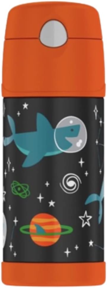 THERMOS FUNTAINER F4101 Stainless Steel Kids Bottle, 12 Ounce, Space Shark