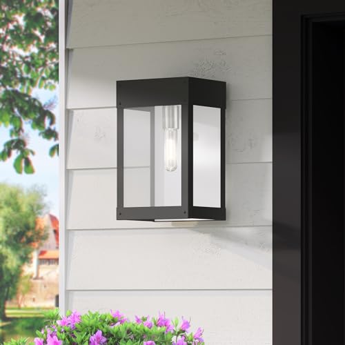 Livex Lighting 20873-04 Barrett - One Light Outdoor Wall Lantern with Clear Glass, Choose Finish: Black Finish