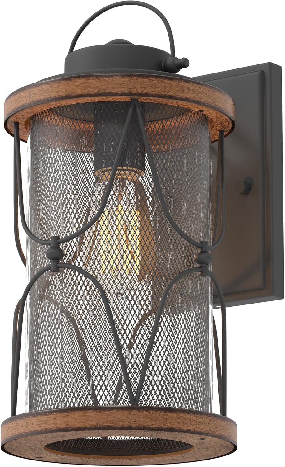 Inlight Thrasos 10 4/5'' High Outdoor Wall Light, Black and Faux Barnwood Finish, Bulb Not Included, IN-0605-1-BK