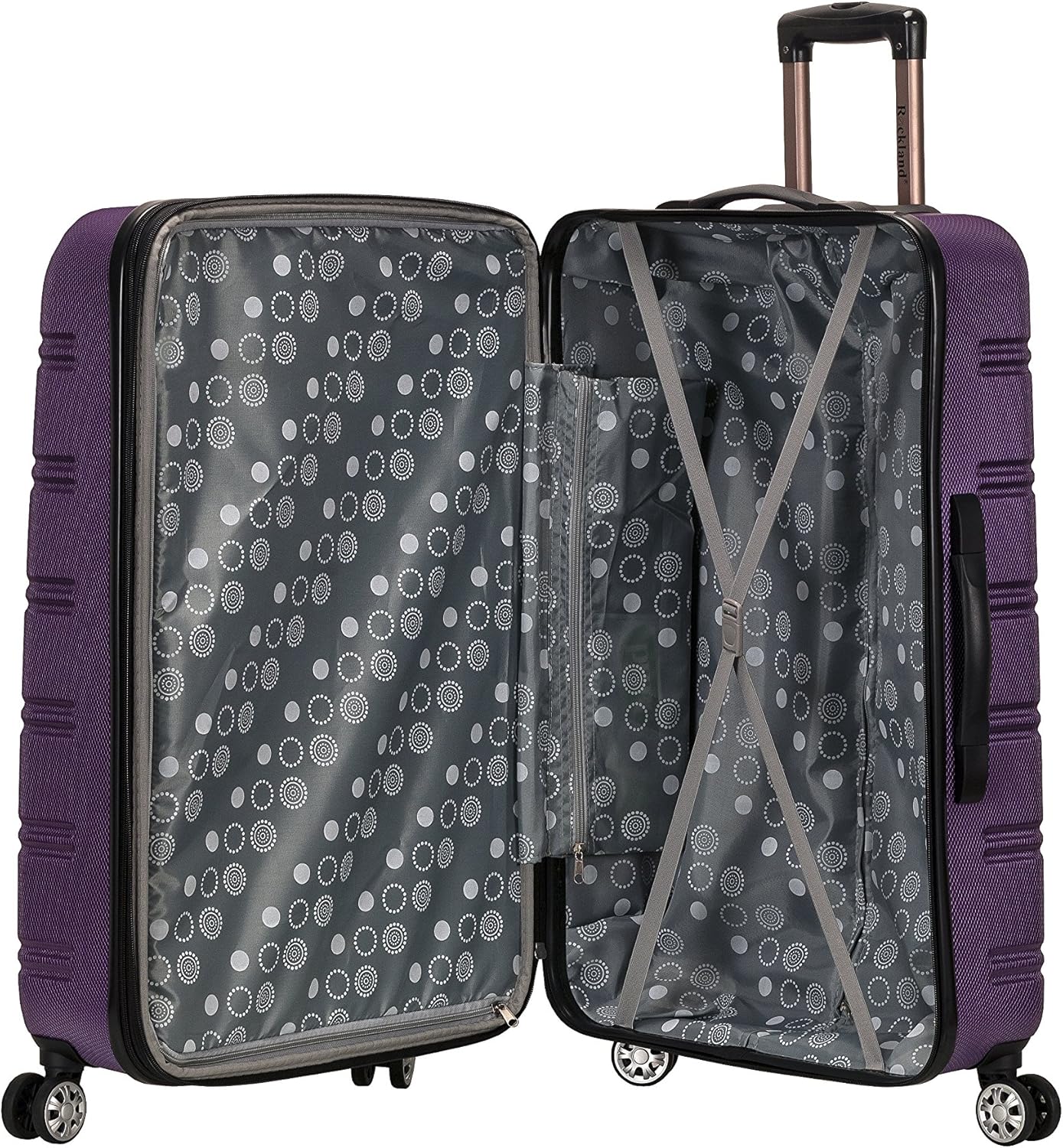 Rockland Melbourne Hardside Expandable Spinner Wheel Luggage, PURPLE, Checked Large 28
