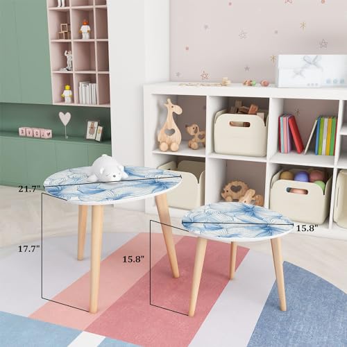 Small Coffee Nesting Table damask seamless pattern Classical luxury old fashioned damask ornament Triangle End Table Center Table Set of 2 Modern Side Table for Living Room Bedroom Balcony