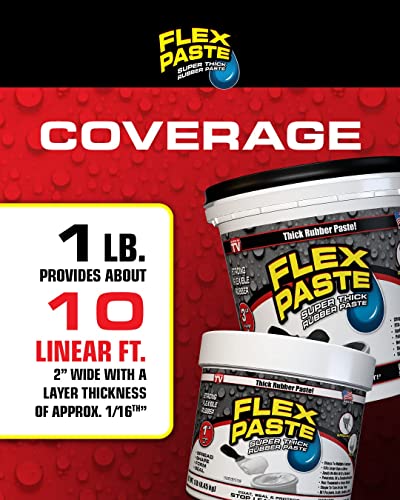 Flex Paste MAX, 12 lb Can, Black, Waterproof Paintable Putty, Spackle Sealant, Fill Gaps Cracks Holes - Block Out Water and Air - UV Resistant - Walls, Drywall, EPDM, Concrete, Roof, RV Repairs
