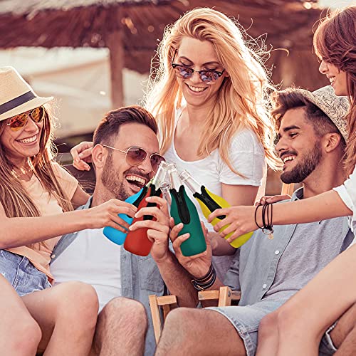 4 Pack Beer Bottle Cooler Sleeves Keep Drink Cold Zip-up Extra Thick Neoprene Insulated Sleeve Cover with Bottle Opener（4 Pack, Multi)