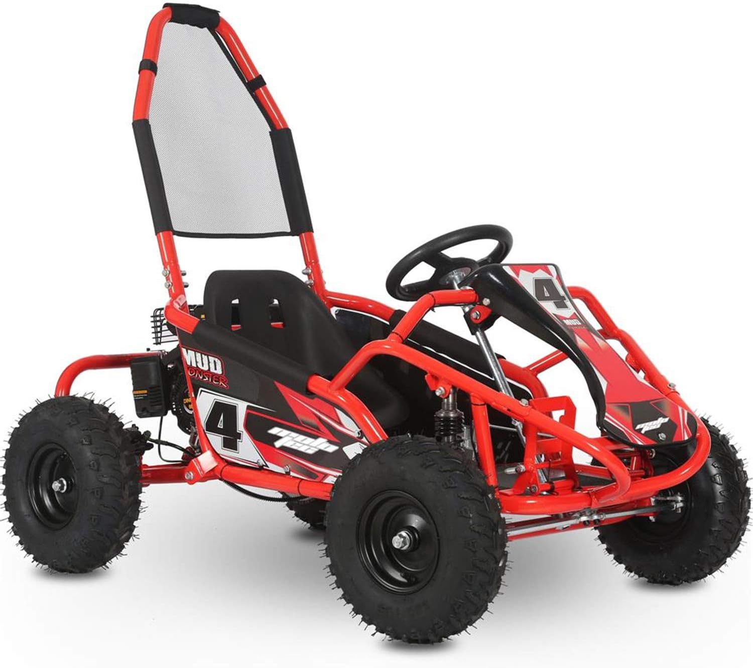 MotoTec Mud Monster 98cc Go Kart Full Suspension Red, 54x33x21