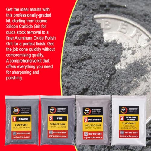MJR Tumblers Refill Grit Kit for 10 LB Rock Tumblers Silicon Carbide Aluminum Oxide Media Polish