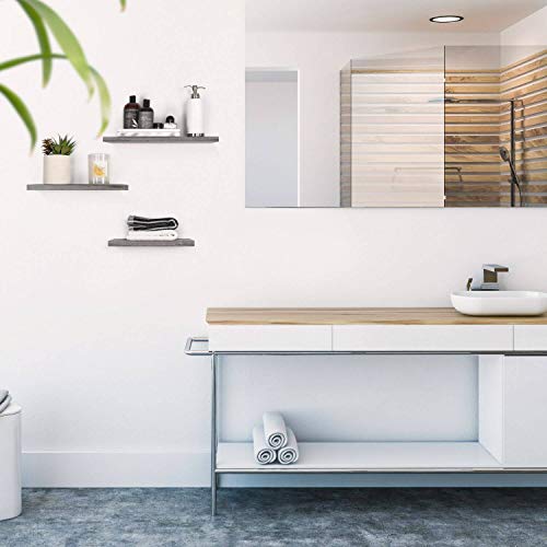 Floating Shelves, Wall Hanging Shelf Set of 3 for Living Room, Office, Kitchen, Bathroom &, Perfect Home Room Wall Decor (White Rustic Set of 3)