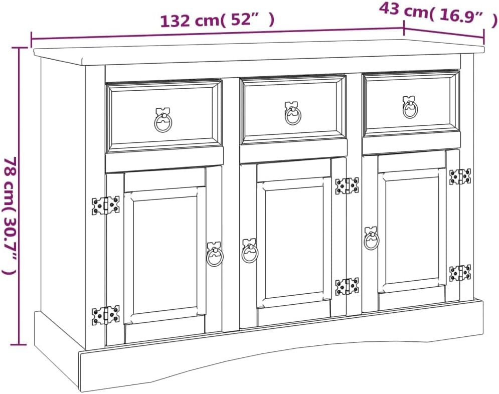 Sideboard Solid Mexican Pinewood Corona Range 52