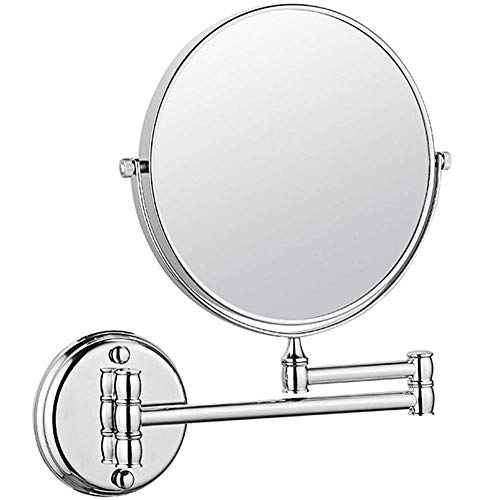 Bathroom Mirror Wall Mounted Makeup Mirror 6-inch Two-Sided Swivel Wall Mounted Mirror Extending Folding Bathroom Shaving Cosmetic Make Up Mirror- 3X Magnification