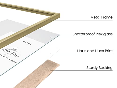 HAUS AND HUES 18x24 Gold Picture Frame - Gold 18x24 Frame Aluminum, Vertical & Horizontal Hanging, Shatterproof Plexiglass - Ideal for Home, Room, Office Decor (18x24 in, Gold)