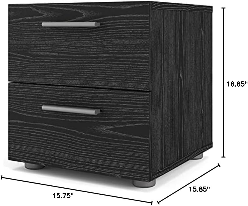 Home Square 2 Drawer Nightstand in Black Woodgrain (Set of 2)