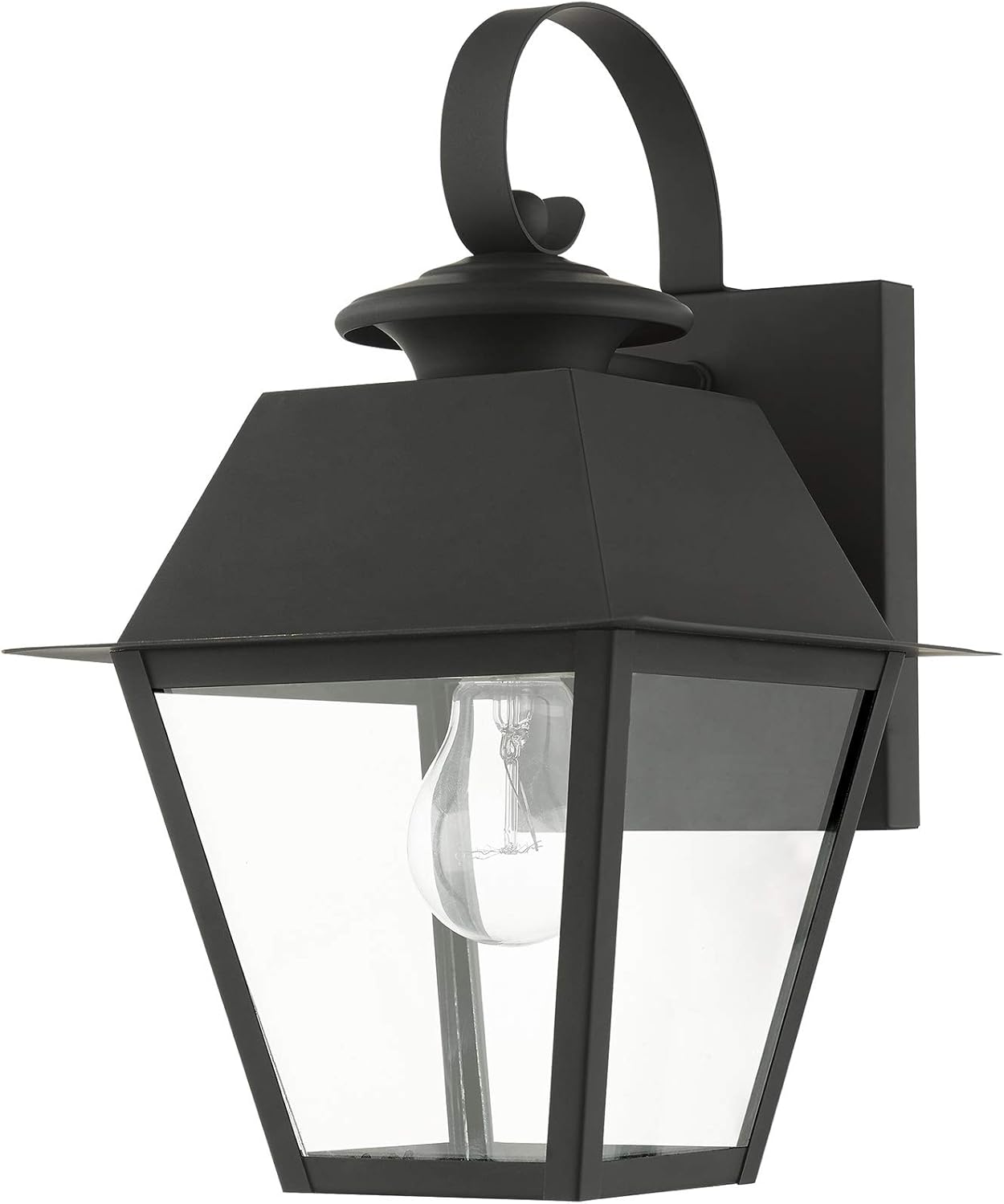 Livex Lighting 27212-04 Wentworth Collection 1 Light Outdoor Wall Lantern, Black with Brushed Nickel Finish Cluster