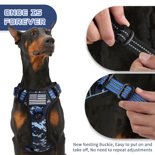 BUMBIN Tactical Dog Harness for Medium Dogs No Pull, Famous TIK Tok No Pull Dog Harness, Fit Smart Reflective Pet Walking Harness for Training, Adjustable Dog Vest Harness with Handle Brown M