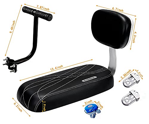 Bicycle Rear Seat Cushion Armrest Footrest Set, Bike Back Seat Child Safety Cushion Armrest Handrail Rear Feet Pedals