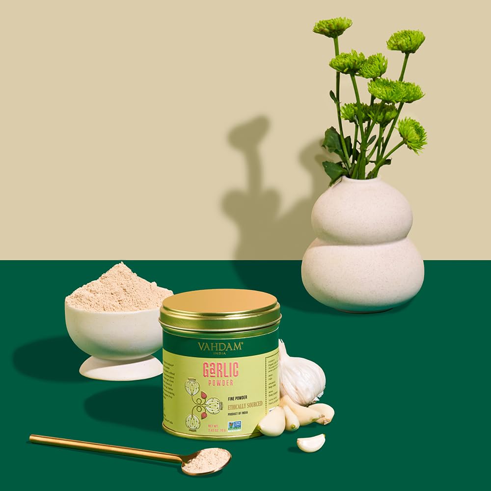 VAHDAM, Garlic Granules (2.47oz) 100% Raw Granulated Garlic (Allium Sativum) from India | Non GMO, Gluten Free, Dried Garlic | Aromatic & Pungent | Direct from Source