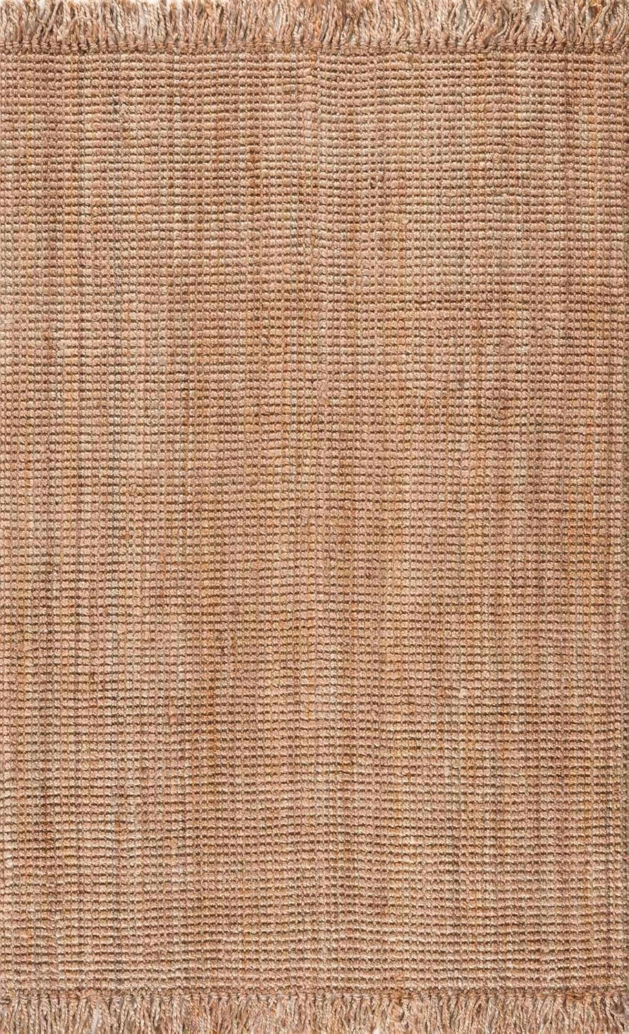 Hauteloom Moncton Sea Grass Jute Rug - Natural Fiber Area Rug - Natural Fringe Tassel - Rattan Wicker Look Carpet - Brown - 9'6