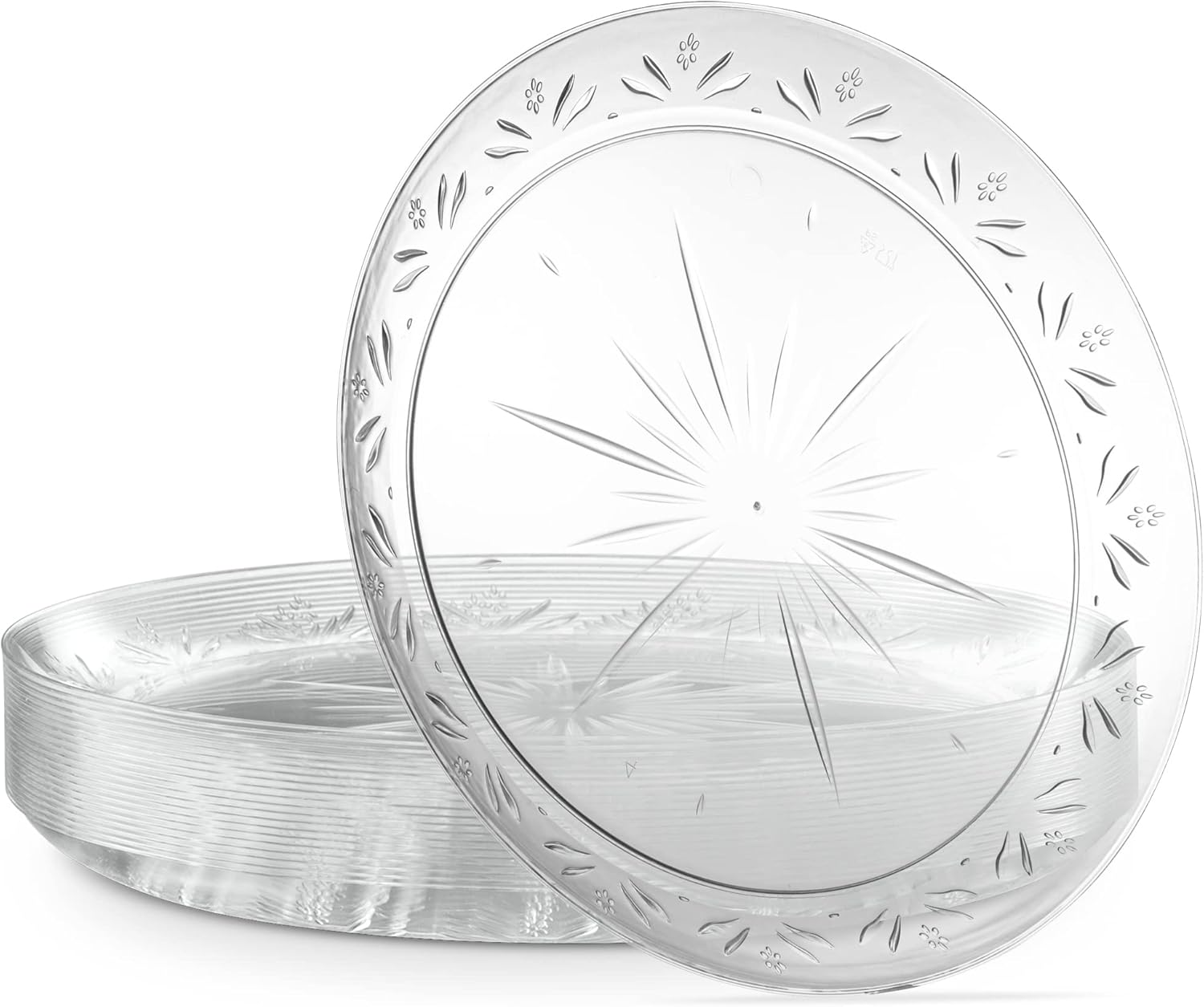 PLASTICPRO 10'' inch Premium Extra large Heavy Weight Crystal Clear Disposable Plastic Dinnerware Party Plates or Platter Pack of 40
