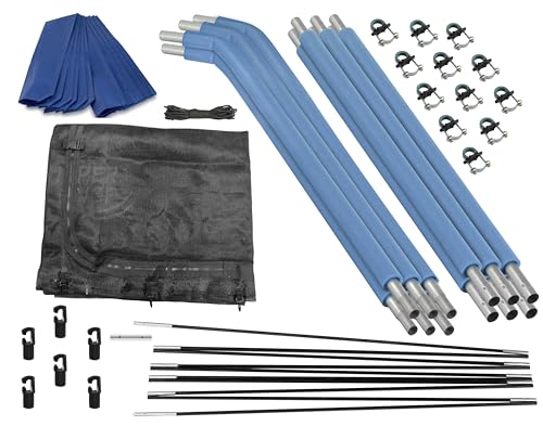 Machrus Upper Bounce Trampoline Safety Enclosure Set for 8 FT 11FT 12FT 13FT 14FT 15FT Top Ring Frames - includes Net, Poles & Hardware