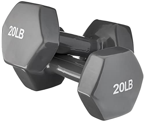 Amazon Basics Vinyl Coated Hexagon Workout Dumbbell Hand Weight - Set of 2