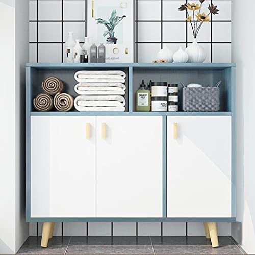 Mid-Century Modern Chest, Bedside Table with 2 Open Storage Shelf and 3 Cabinet Doors, End Table, Nightstand for Bedroom (Style 3)