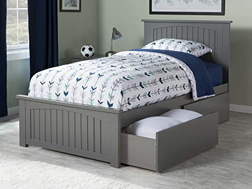 AFI Nantucket Twin XL Size Platform Bed with Matching Footboard & Storage Drawers in White