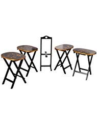 Oriental Furniture Rosewood TV Tray Set - Antique Gold