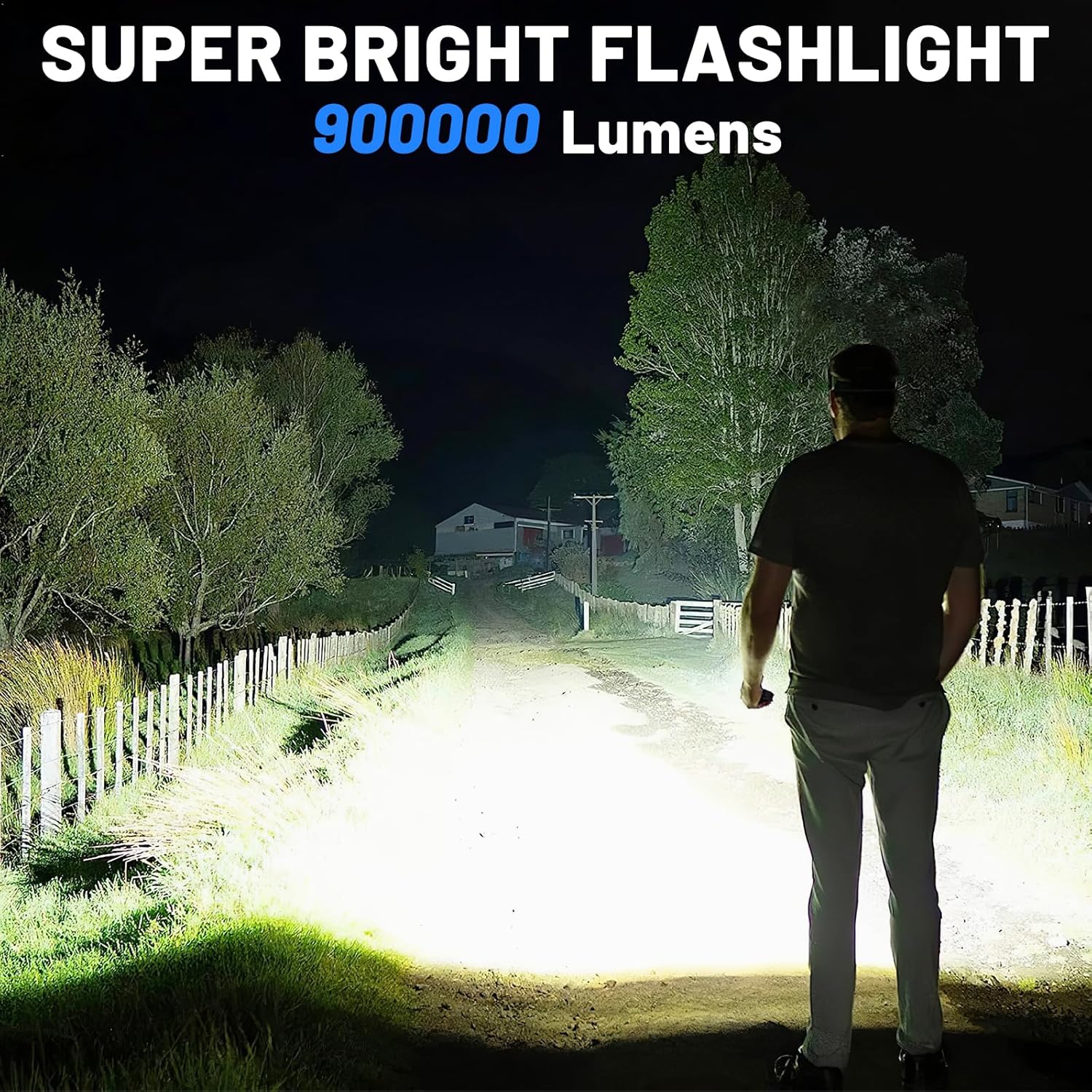 Rechargeable 900,000 High Lumens Flashlights, Super Bright LED Flash Light as Powerbank with 5 Light Modes & IPX6 Waterproof, 5000mAh,12 Hours Long Life for Home, Camping, Outdoor