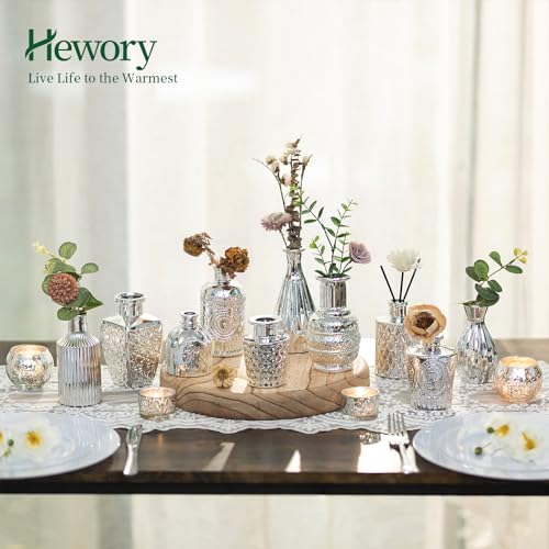 Hewory Golden Small Glass Vases for Centerpieces 20pcs Dark Gold Bud Vase in Bulk, Mini Vintage Decorative Single Flower Vase for Wedding Birthday Party Baby Shower Home Living Room Table Decor