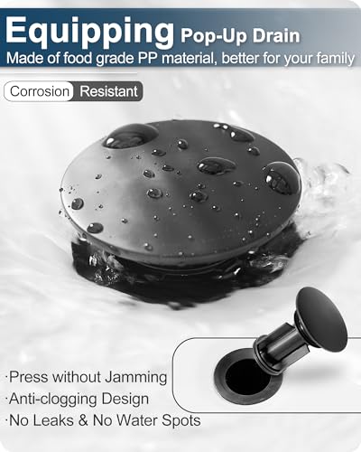 Bathroom Waterfall Faucet, Brass 4-16 Inch Brushed Nickel Faucet Bathroom Widespread 2 Handles Bathroom Sink Faucets 3 Hole with Hoses & Drain