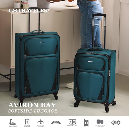 U.S. Traveler Aviron Bay Expandable Softside Spinner Wheels, Teal, 2 Piece Luggage