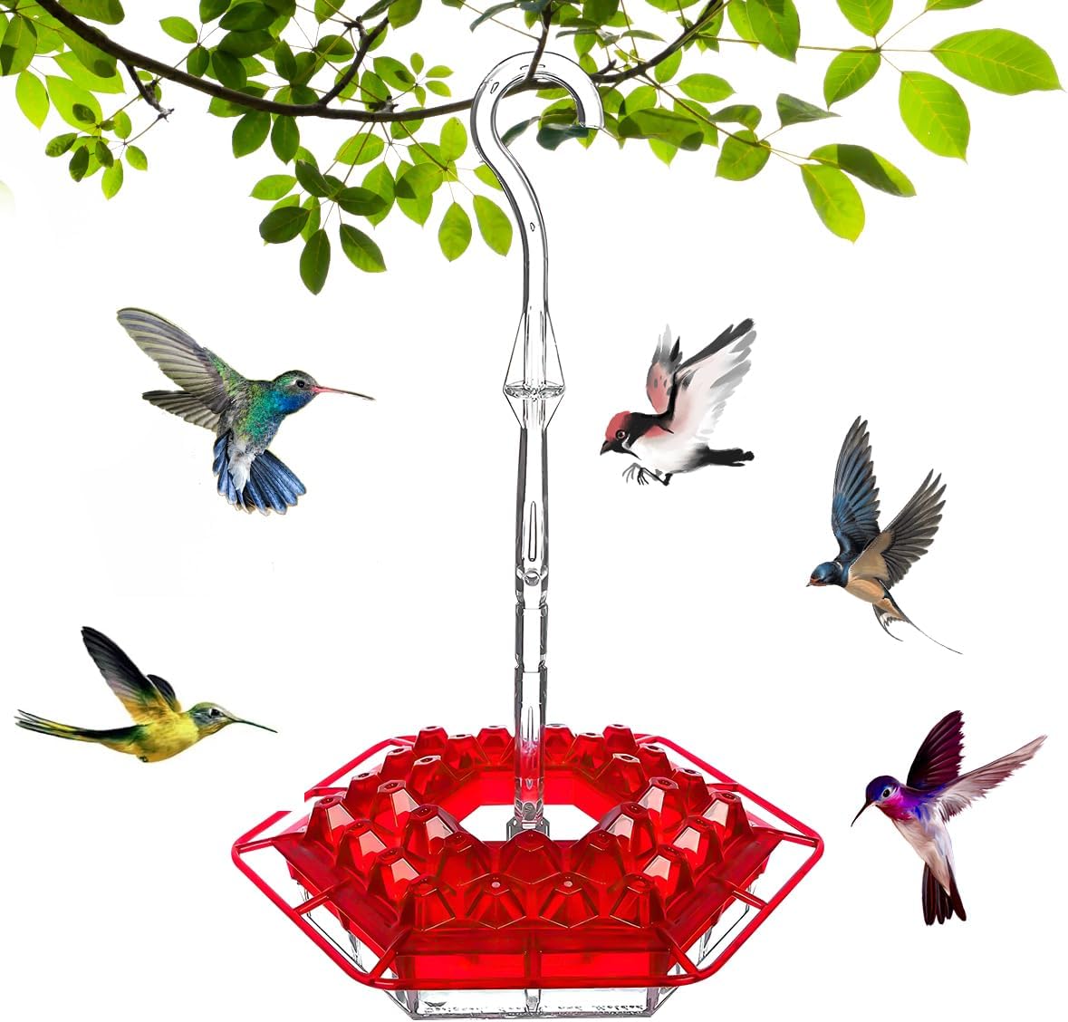 Shirem Hummingbird Feeder, 2024 Shirem Sweety Hummingbird Feeder, Wind Chime Hummingbird Feeder for Outdoors, Hummingbird Feeders Garden Decor