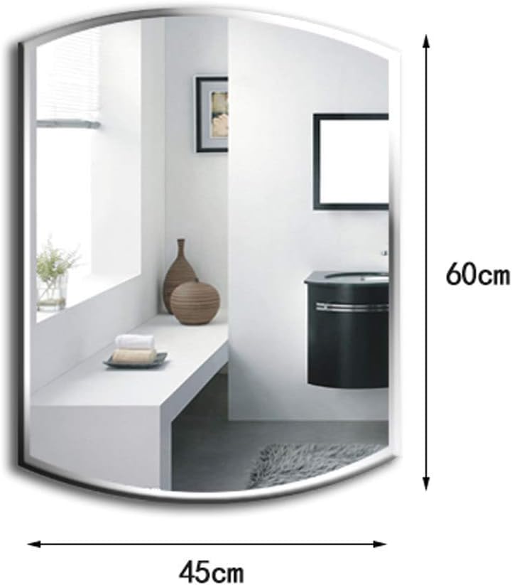 Mirror，Bathroom，Wall-Mounted，Makeup Mirror，Dressing Table，Lightweight Shaving Wall Mount Dresser eless Bevelled Hanging Simple Home Decorative