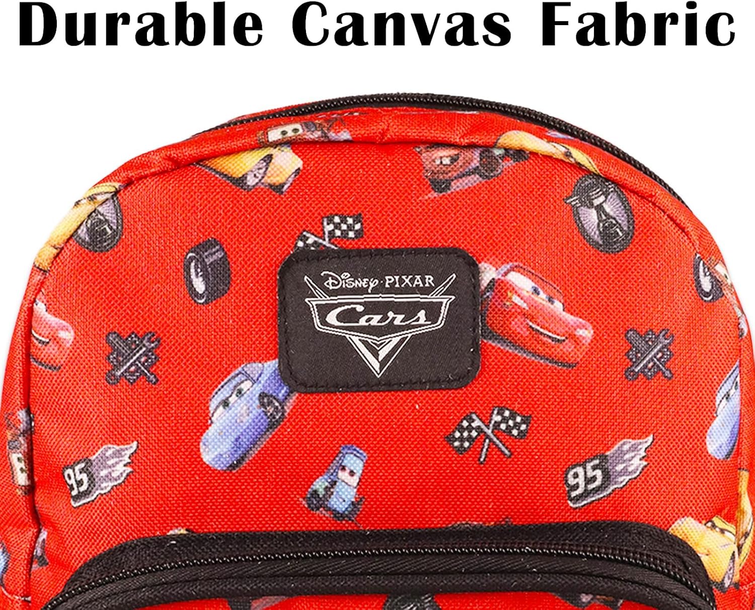 Disney Cars Mini Backpack Set - 10” Canvas Pixar Cars Backpack with Front Pocket and Bottle | Lightning McQueen Backpack Bundle