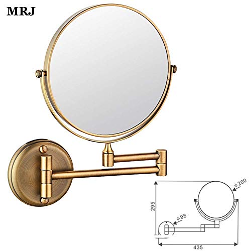 Bathroom Shaving Mirror Wall Mounted Makeup Mirror 6-inch Two-Sided Swivel Wall Mounted Mirror Extending Folding Bathroom Shaving Cosmetic Make Up Mirror-5X/3X Magnification
