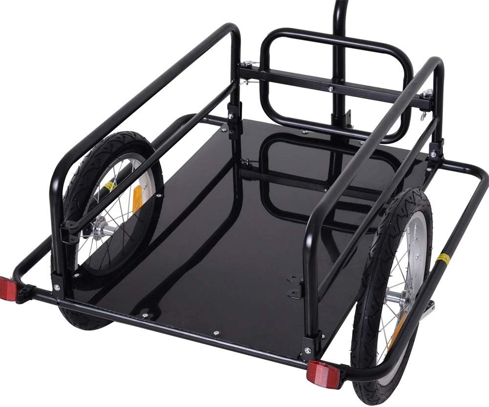 Folding Bike Cargo Trailer Cart with Seat Post Hitch - Black
