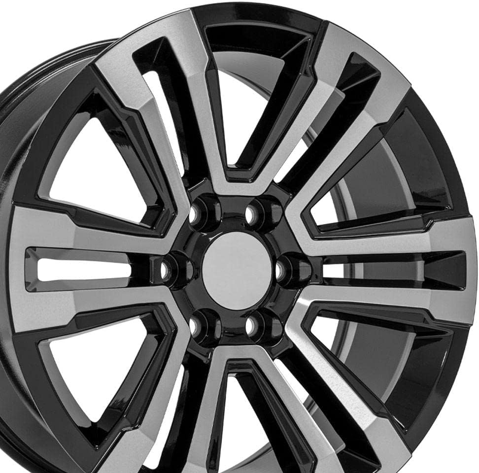 OE Wheels LLC 20 inch Rim Fits Yukon Denali Wheel CV44 20x9 Black Mach'd Wheel Hollander 5822 SET