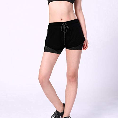 Women's 2 in 1 Workout Shorts Mesh Color Block Drawstring Dolphin Shorts Gym Workout Yoga Running Biker Tennis Skirts